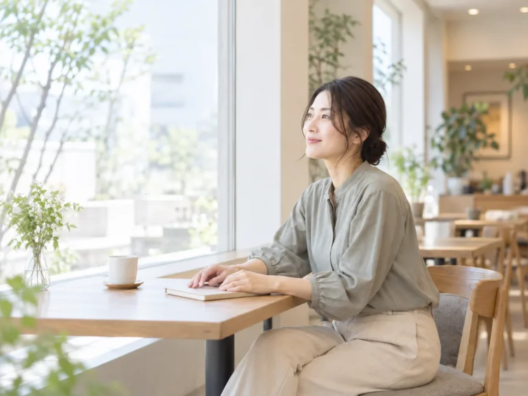 カフェで自分の時間を過ごす女性のイメージ
